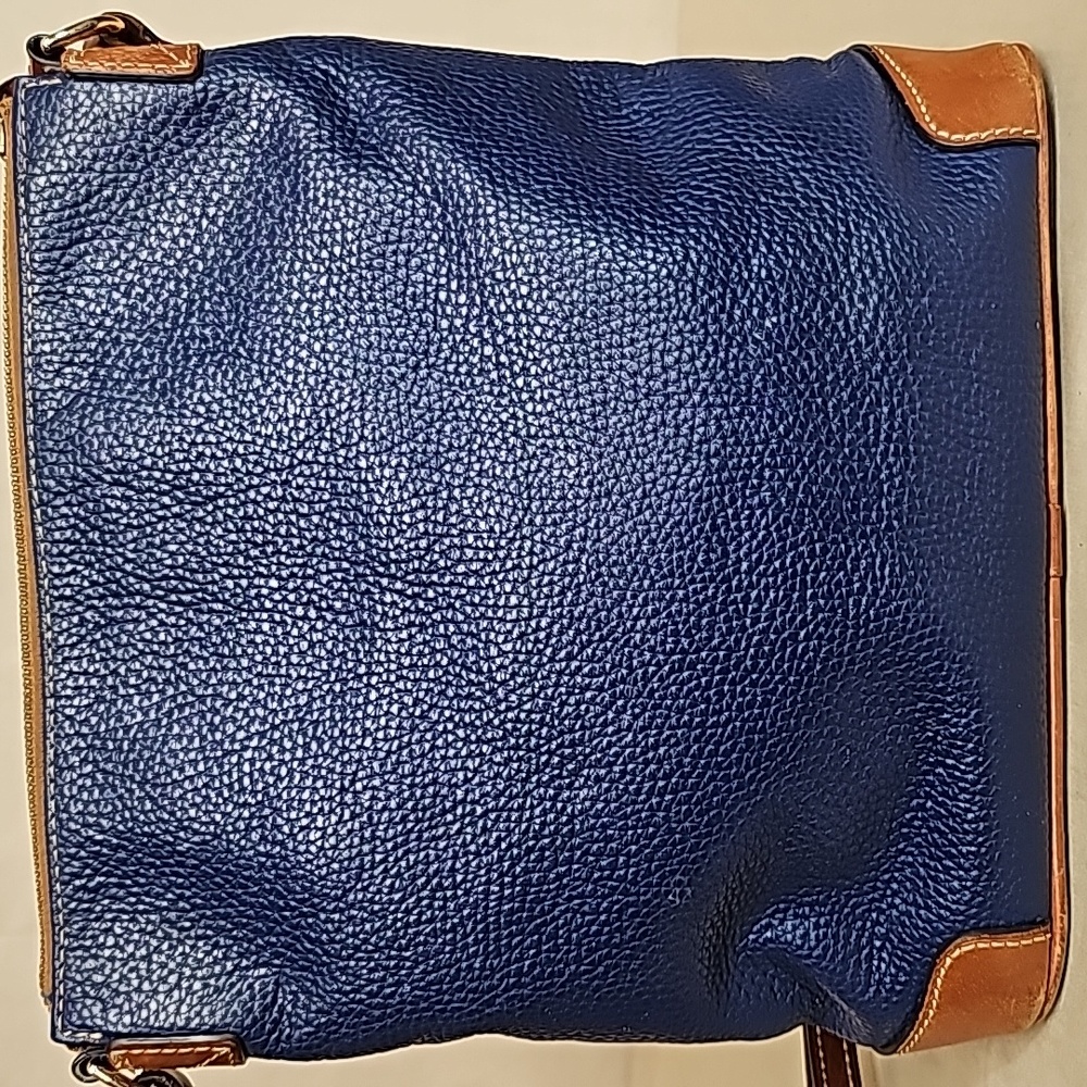 Dooney & Bourke Navy Blue Leather Crossbody with Brown Trim - Picture 3 of 7